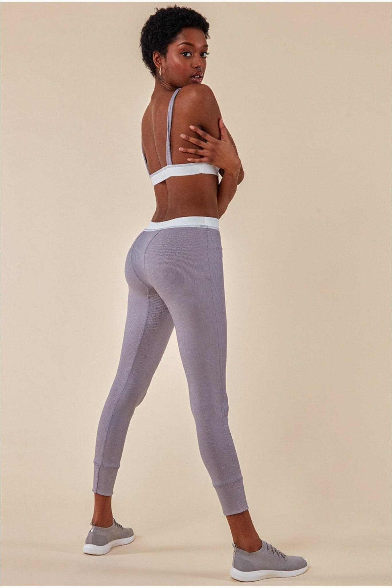 Cosmochic Bralette & Legging Workout Lounge Set - Light Gray