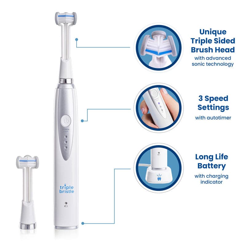 Triple Bristle Kids 3-sided Sonic Electric Toothbrush